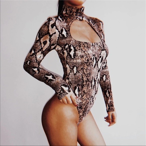 Royalty Jewels Dresses & Skirts - Snake Print Bodysuit Women Cut Out Sexy Bodysuit M